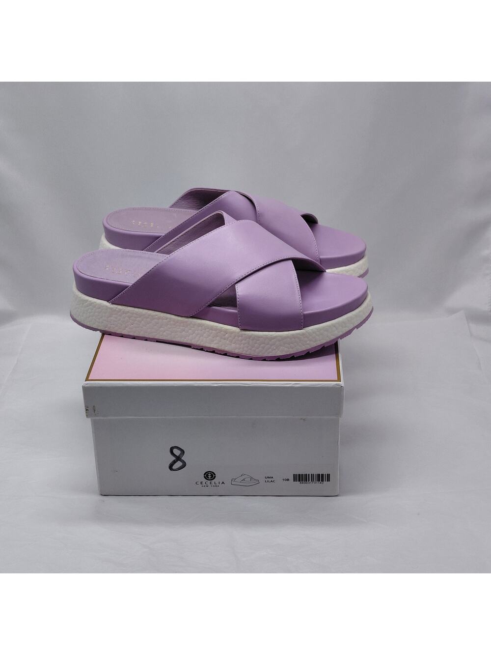 Cecelia New York Womens Slide Sandals Sz 10 Purple Platform Summer Chic Vacation - Picture 2 of 12